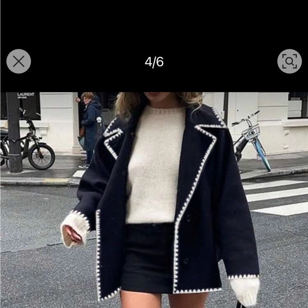 Stylish Navy and White Women's Coat